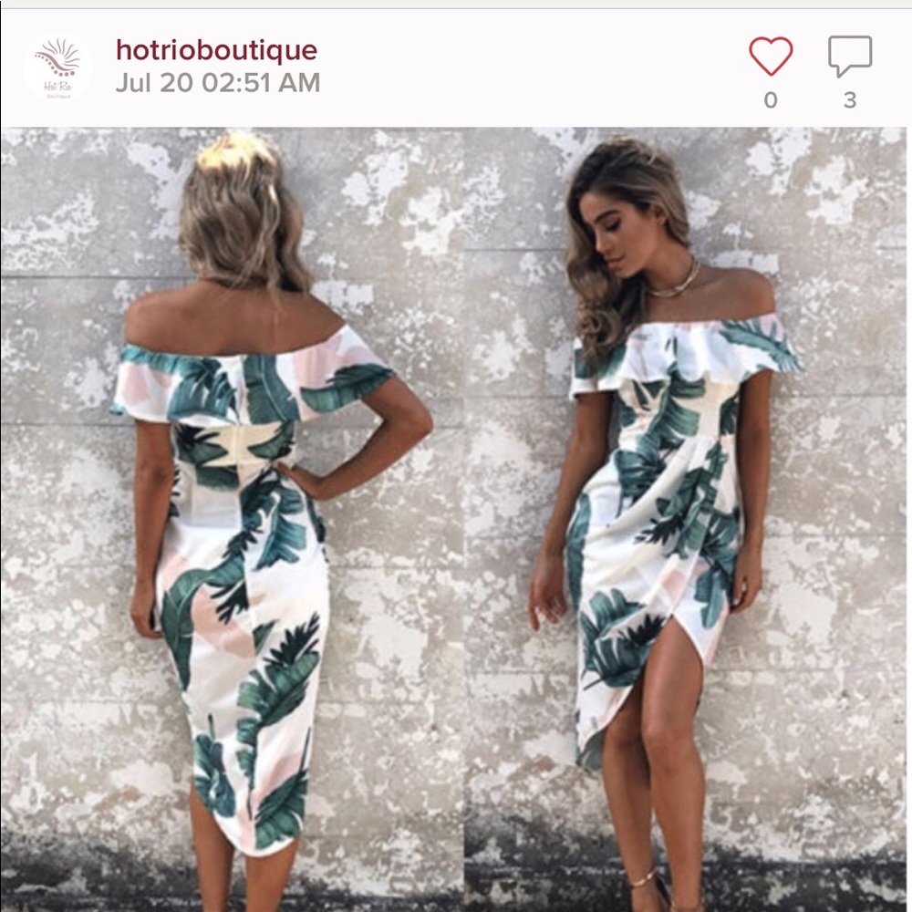 Reposh—NWT-L white palm cocktail dress-did not fit